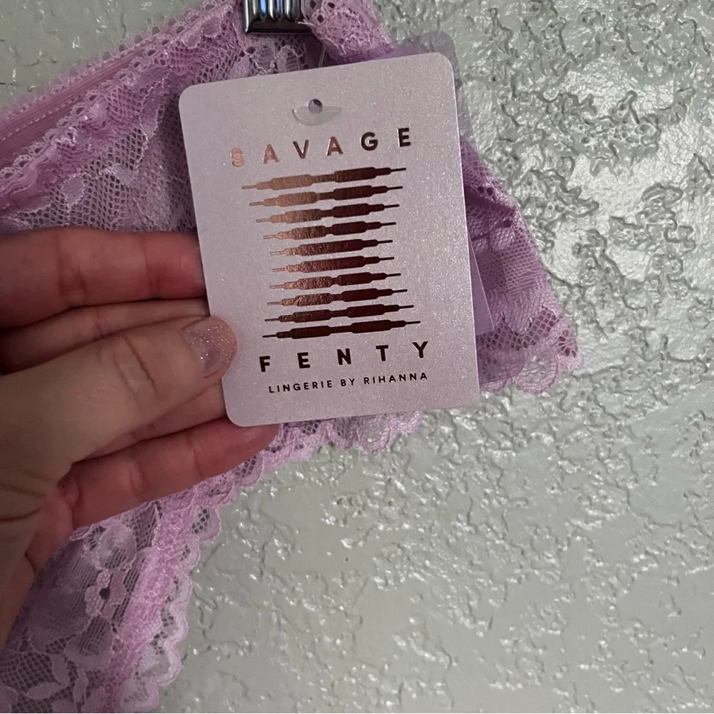 Savage X Fenty High Waist Lace Thong Pink Size 1X